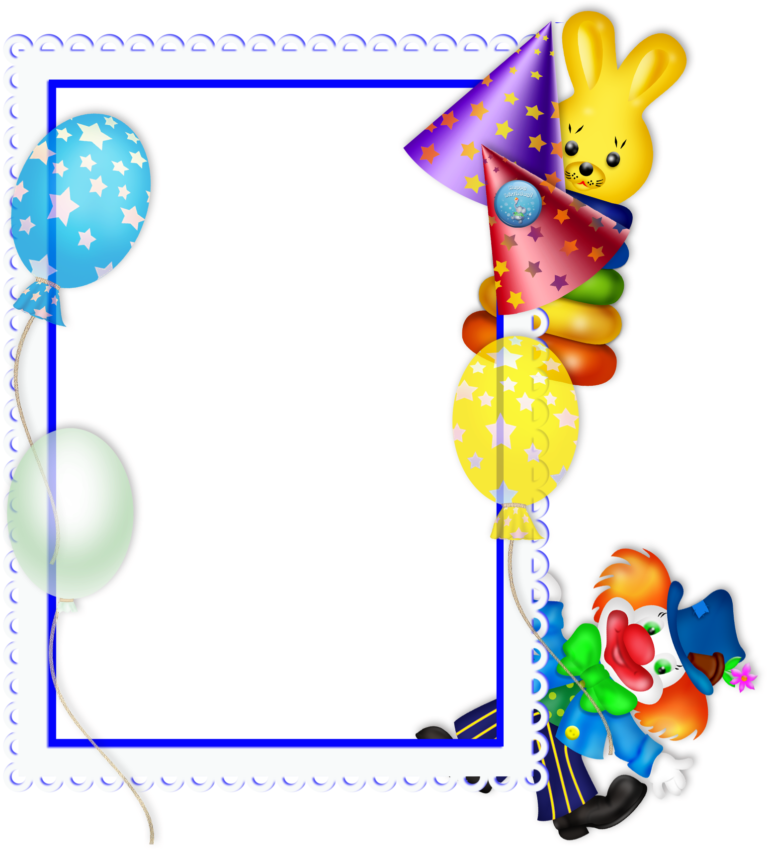 Happy Birthday Transparent Png Party Frame - Birth Day Photo Frame Png Clipart (1567x1709), Png Download
