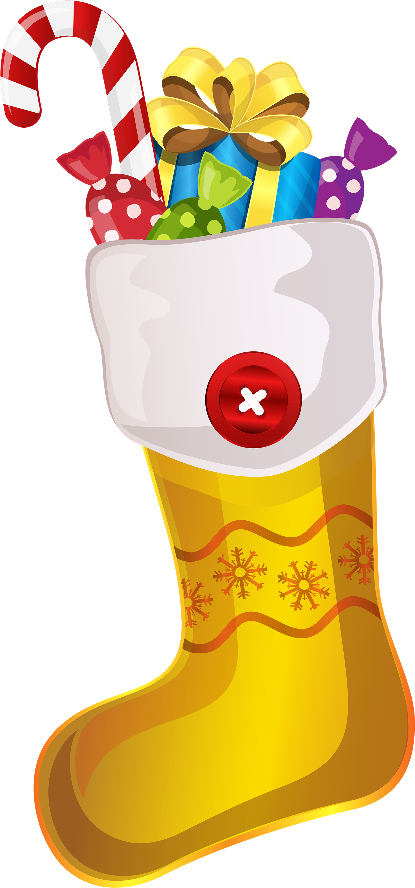 Christmas Yellow Stocking With Candy Cane Png Clipart - Green Christmas Socks Clipart Transparent Png (1675x3500), Png Download