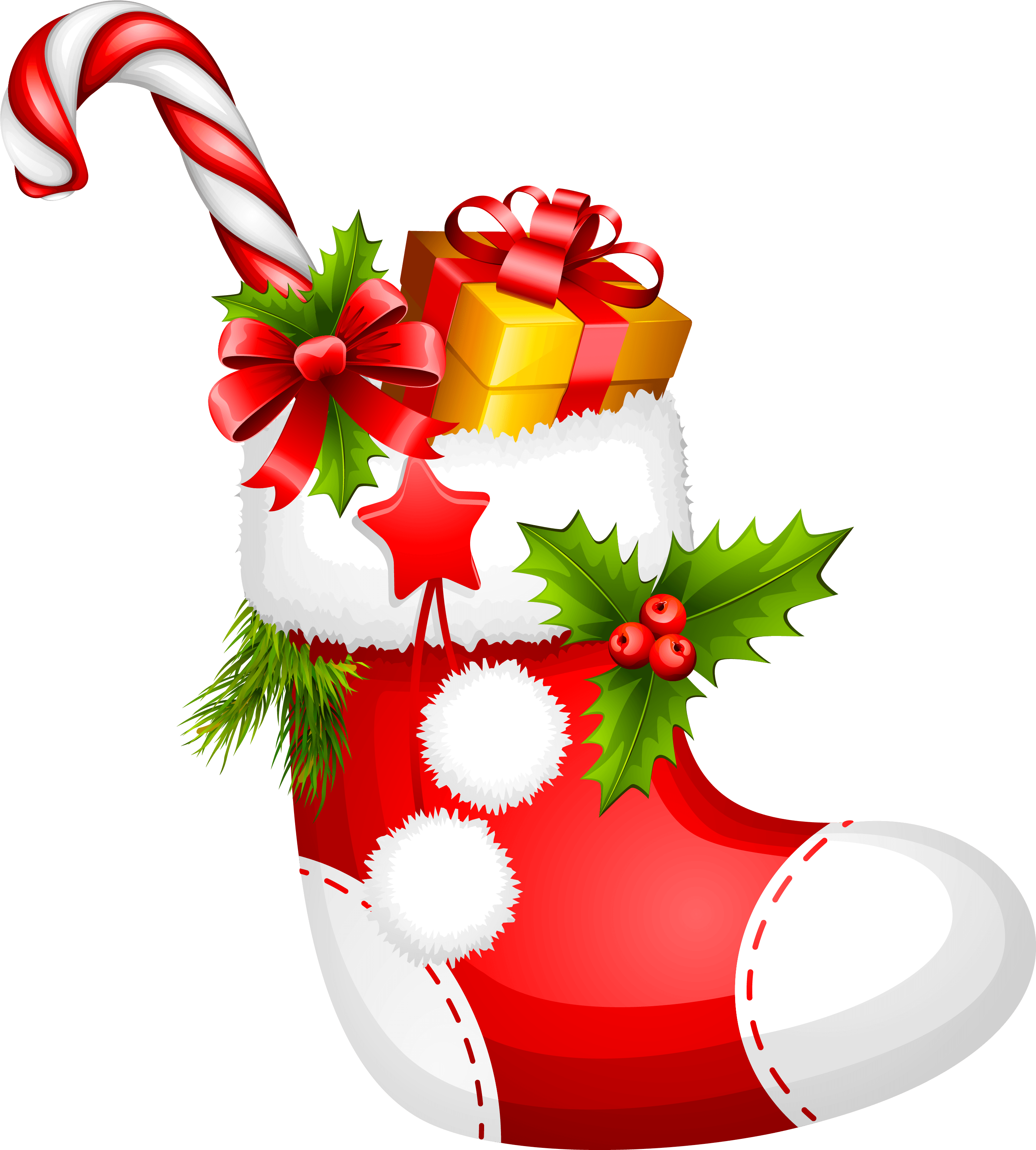 Christmas Stocking With Candy Cane Png Picture Clipart (2889x3206), Png Download