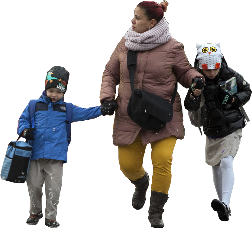 People Walking Winter Png , Png Download - People Png Winter Clipart (834x756), Png Download
