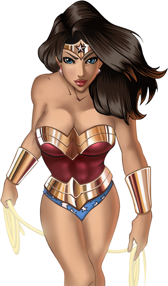 Wonder Woman W/ Lasso By Renders-graphiques - Wonder Woman Cartoon Hot  Clipart - Large Size Png Image - PikPng