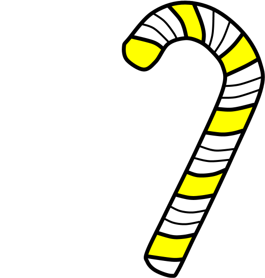 Candy Cane, Stripes, Yellow, White, Png - Candy Cane Black And White Png Clipart (816x1056), Png Download