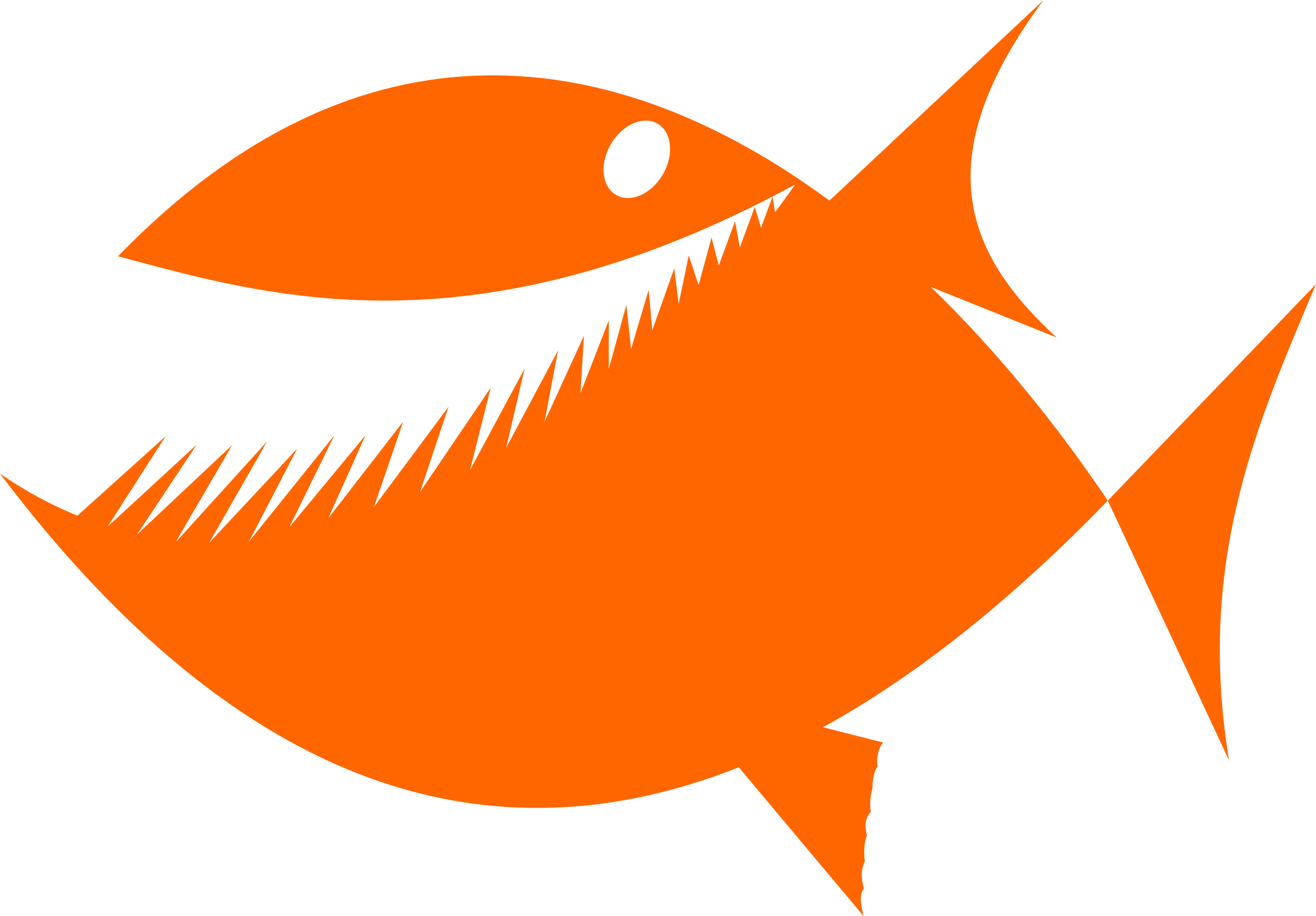 Fish Silhouette By Rones Svg Library - Fish With Teeth Clipart - Png Download (2400x1671), Png Download