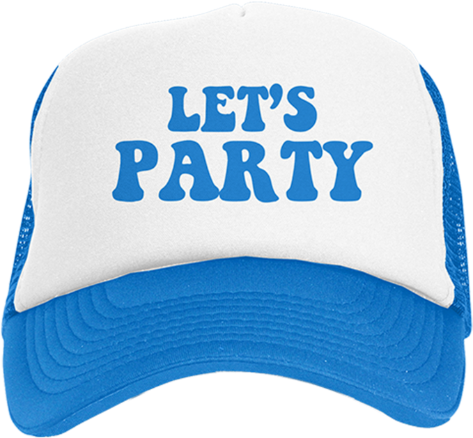 Let's Party Blue And White Trucker Hat - White And Blue Cap Png Clipart (800x800), Png Download