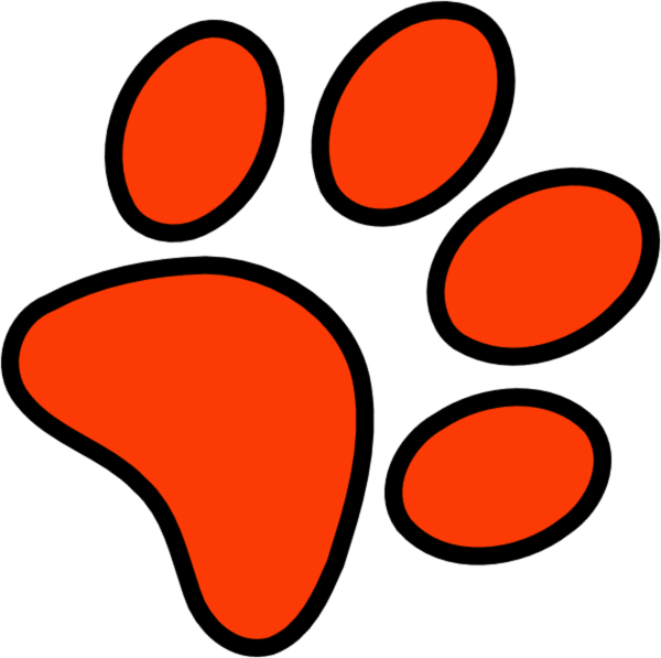 Red Paw Print Clip Art - Orange And Blue Paw Print - Png Download (600x597), Png Download