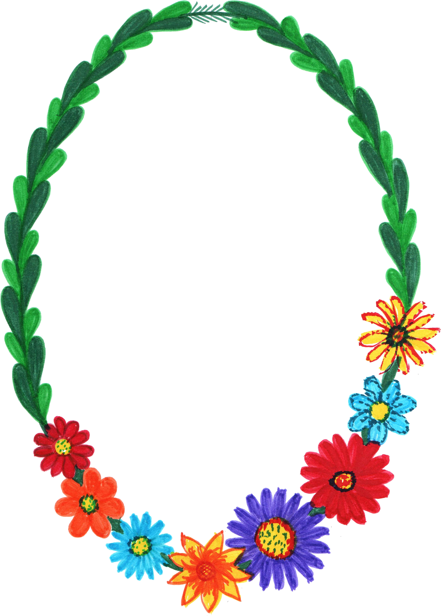 Free Download - Flower Oval Frame Png Clipart (1459x2035), Png Download