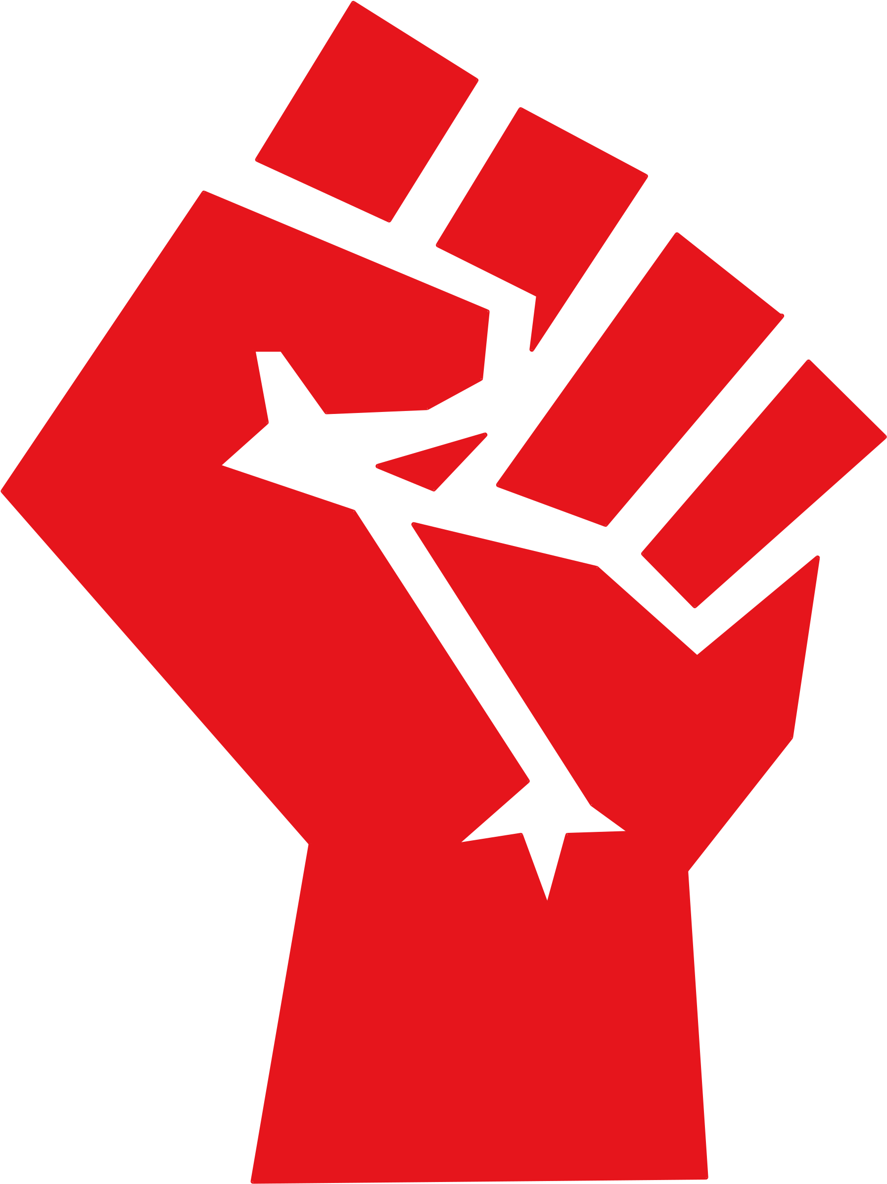 Red Stylized Fist - Red Fist Clipart (2000x2588), Png Download