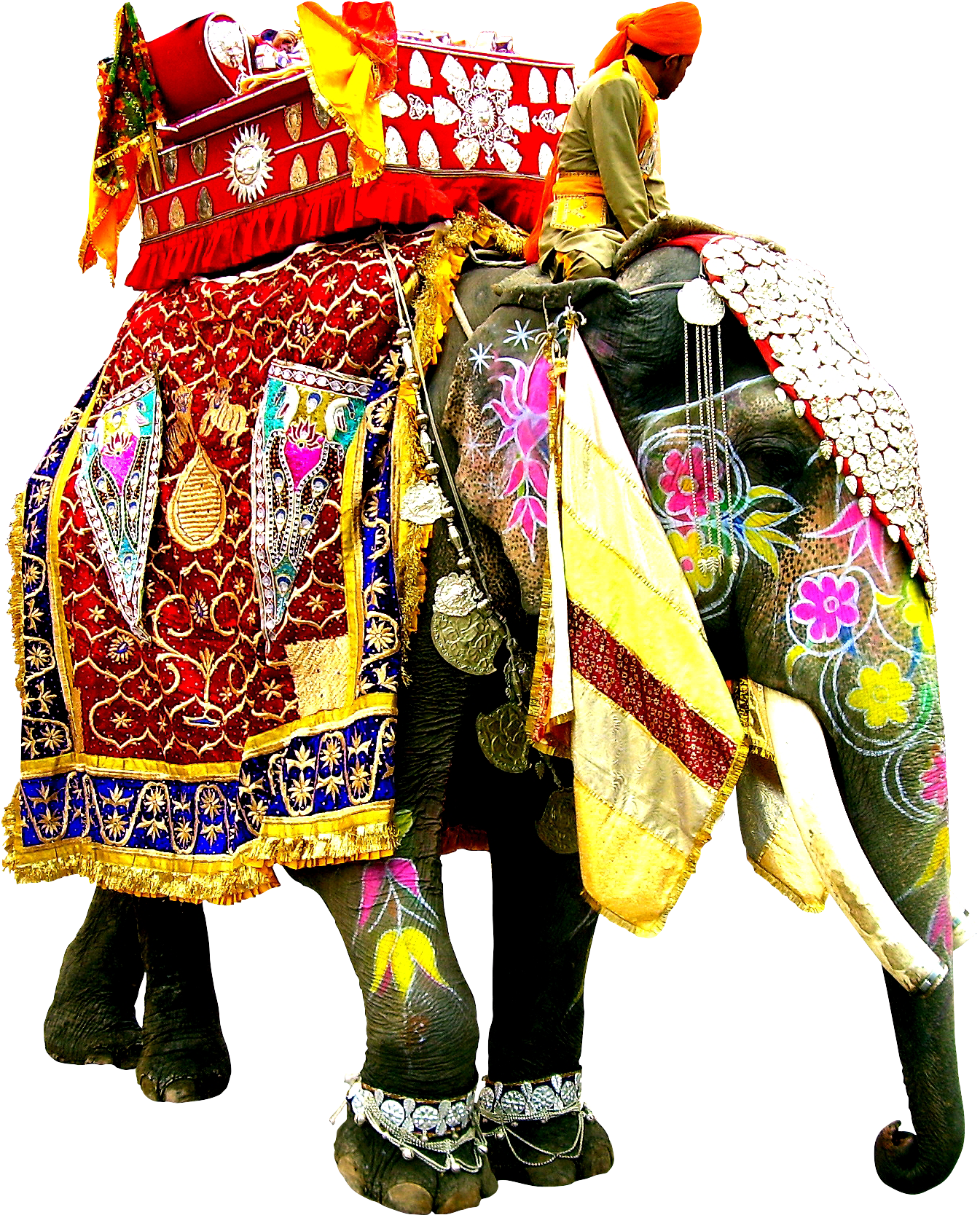 Decorated Indian Elephant Png - Indian Elephant Dressed Up Clipart (1345x1668), Png Download