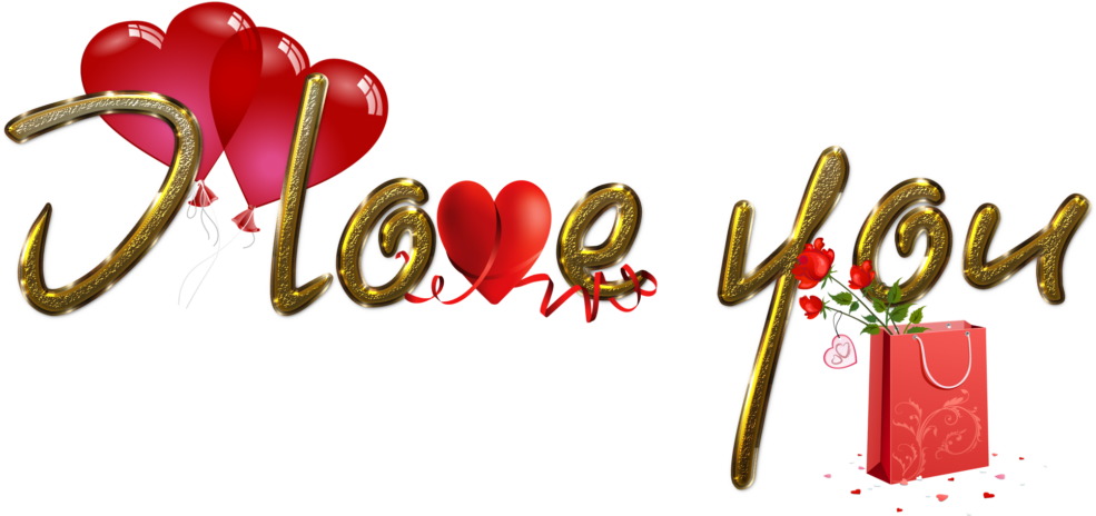 Love Free Png Images - Love You Png Text Clipart (1020x510), Png Download