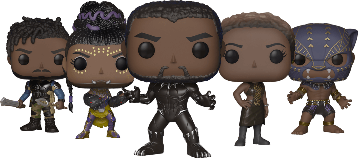 Black Panther Entertains While Breaking Box Office - Black Panther Pop Figure Set Clipart (1200x531), Png Download