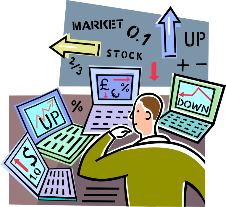 Vector Illustration Of Wall Street Financial Analyst Stock Analyst