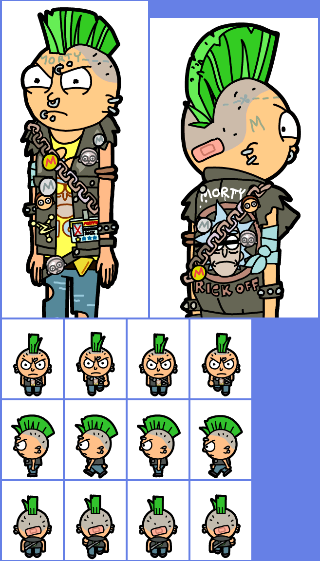 Punk Morty , - Pocket Mortys Telekinetic Morty Clipart (657x1152), Png Download