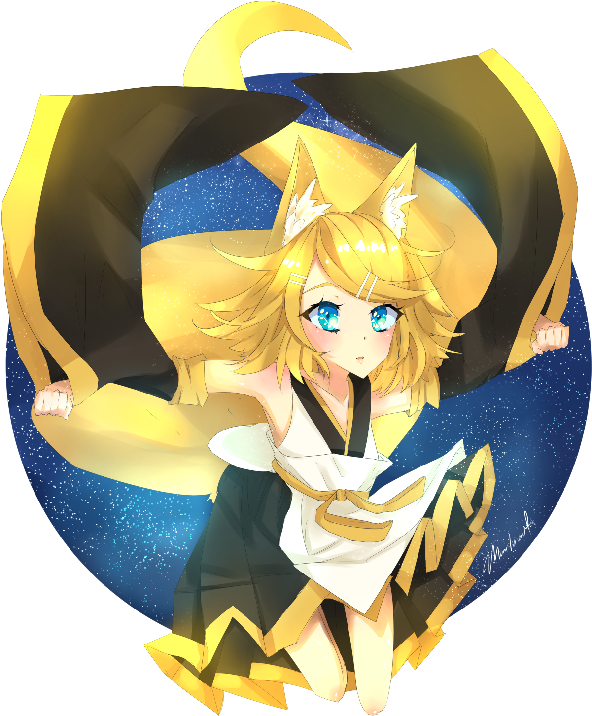 Amatsu Kitsune The Celestial Fox Https - Cartoon Clipart (1201x1452), Png Download