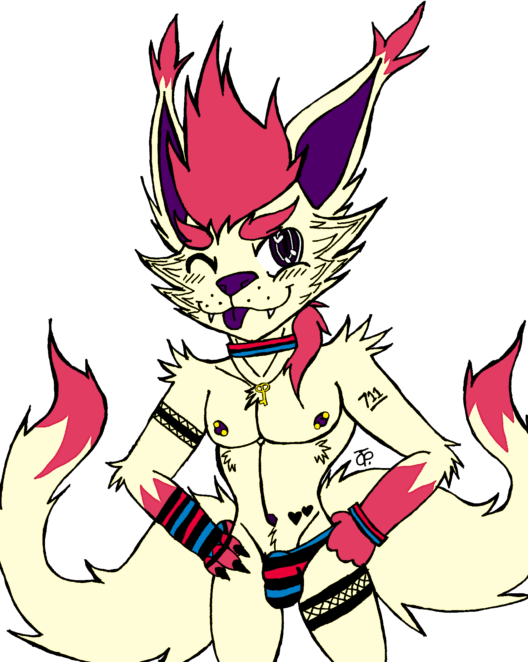 Jinx The Kitsune - Cartoon Clipart (1690x2120), Png Download