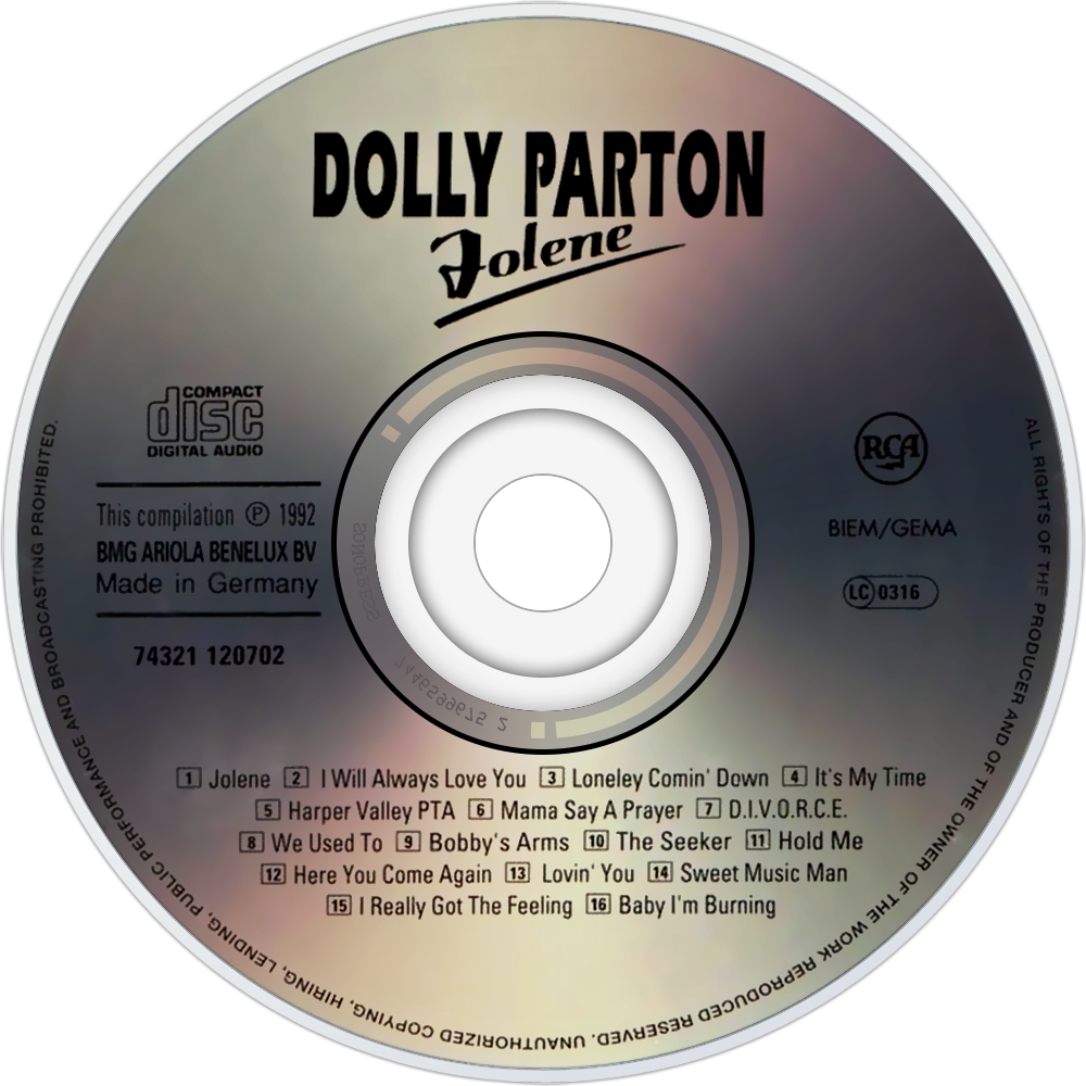 Dolly Parton Jolene Cd Disc Image - Dolly Parton Jolene Cd Clipart (1000x1000), Png Download