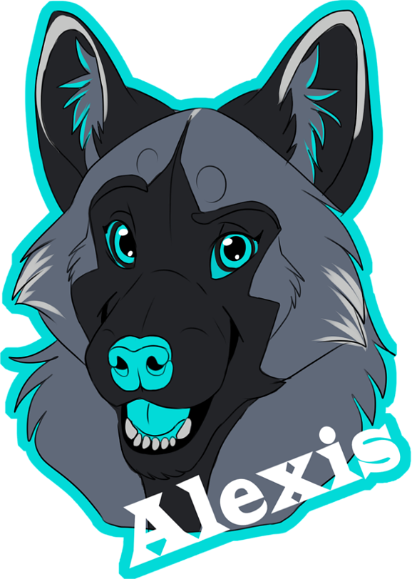 Kitsune Badge - Black Norwegian Elkhound Clipart (578x812), Png Download
