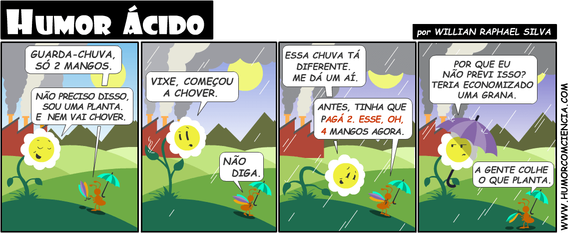 Humor-ã¡cido - Historia Em Quadrinhos Sobre Chuva Acida Clipart (1146x471), Png Download