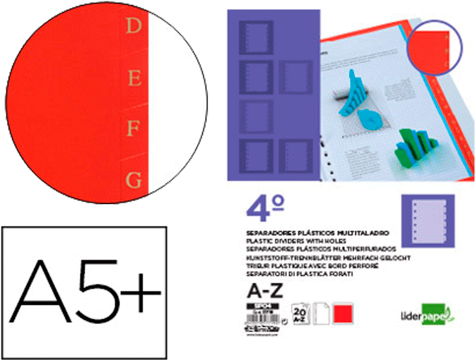 Separadores A5 Plástico A-z - Recambio Pauta 2 5 Sin Taladros Clipart (689x524), Png Download