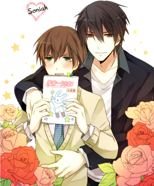 Png-miyagi X Shinobu - Sekai Ichi Hatsukoi Onodera X Takano Fanart Clipart (500x638), Png Download