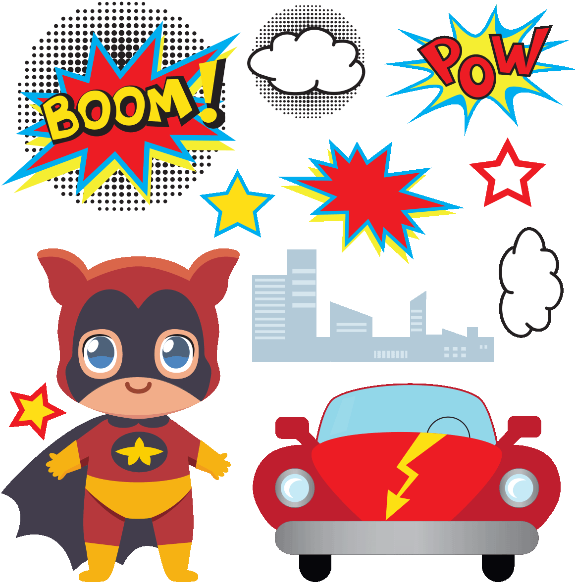 Sticker Garcon Super Heros Ambiance Sticker Col Sand - Kawaii Super Heroes Clipart (1200x1200), Png Download