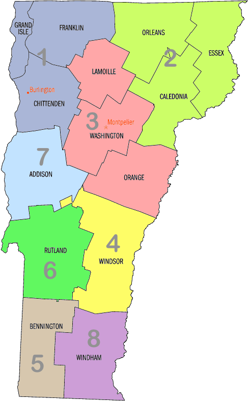 Vermont Ares Districts - Atlas Clipart (564x865), Png Download