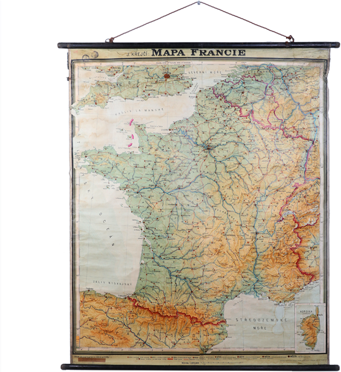 Vintage Map Of France - Atlas Clipart (671x732), Png Download