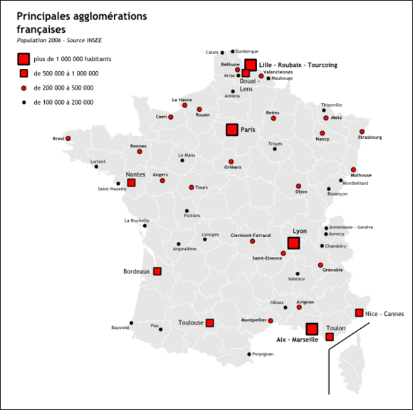Map Of France Cities - Carte De France Villes Principales Clipart (580x576), Png Download