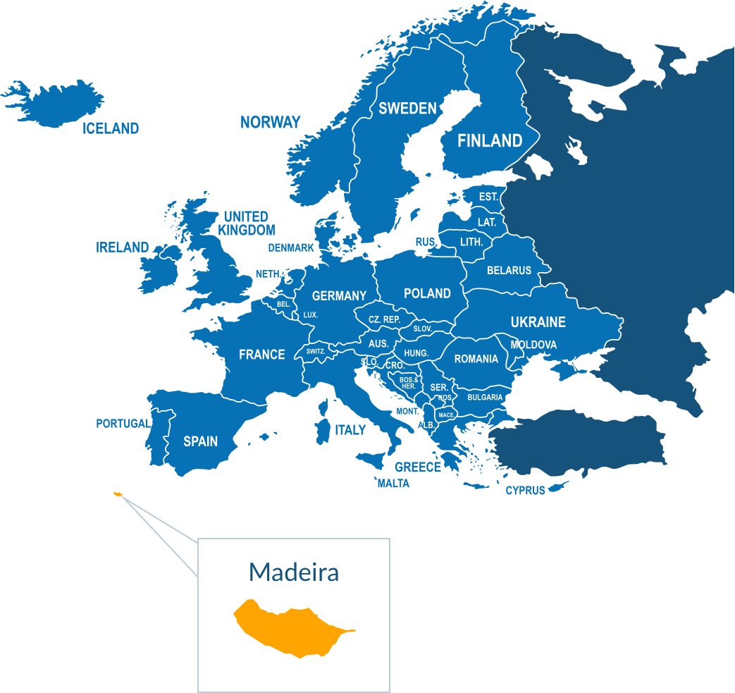 Parcel Delivery To Madeira - Blue Eye Map Europe Clipart (1043x983), Png Download