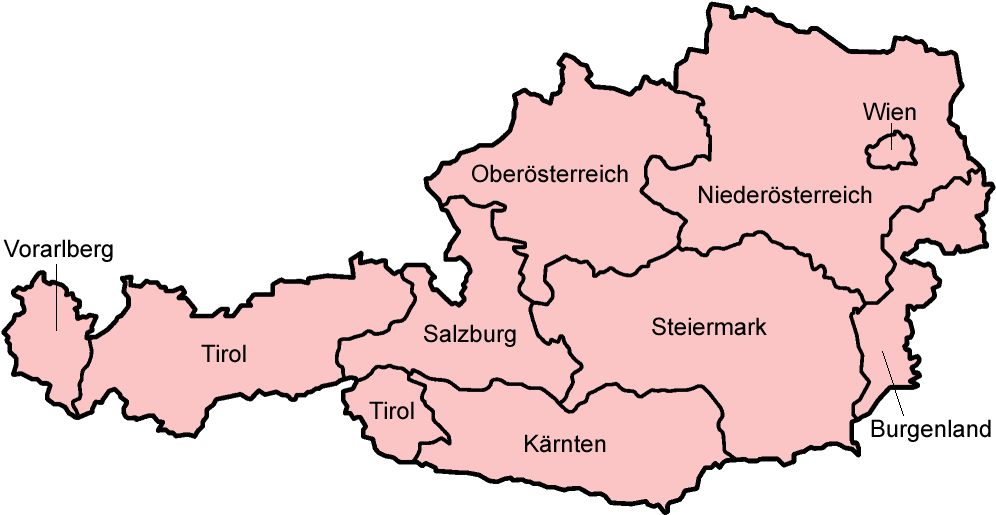 Austria States German - Austrian States In German Clipart (1000x524), Png Download