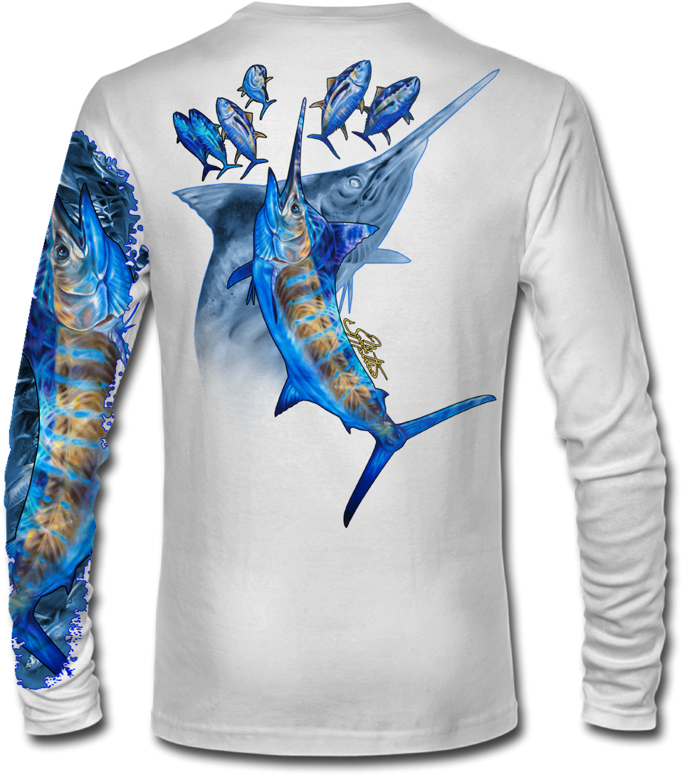 Blue Marlin It White Shirt Jason Mathias Apparel - Jason Mathias Art Fishing Clipart (1200x1200), Png Download