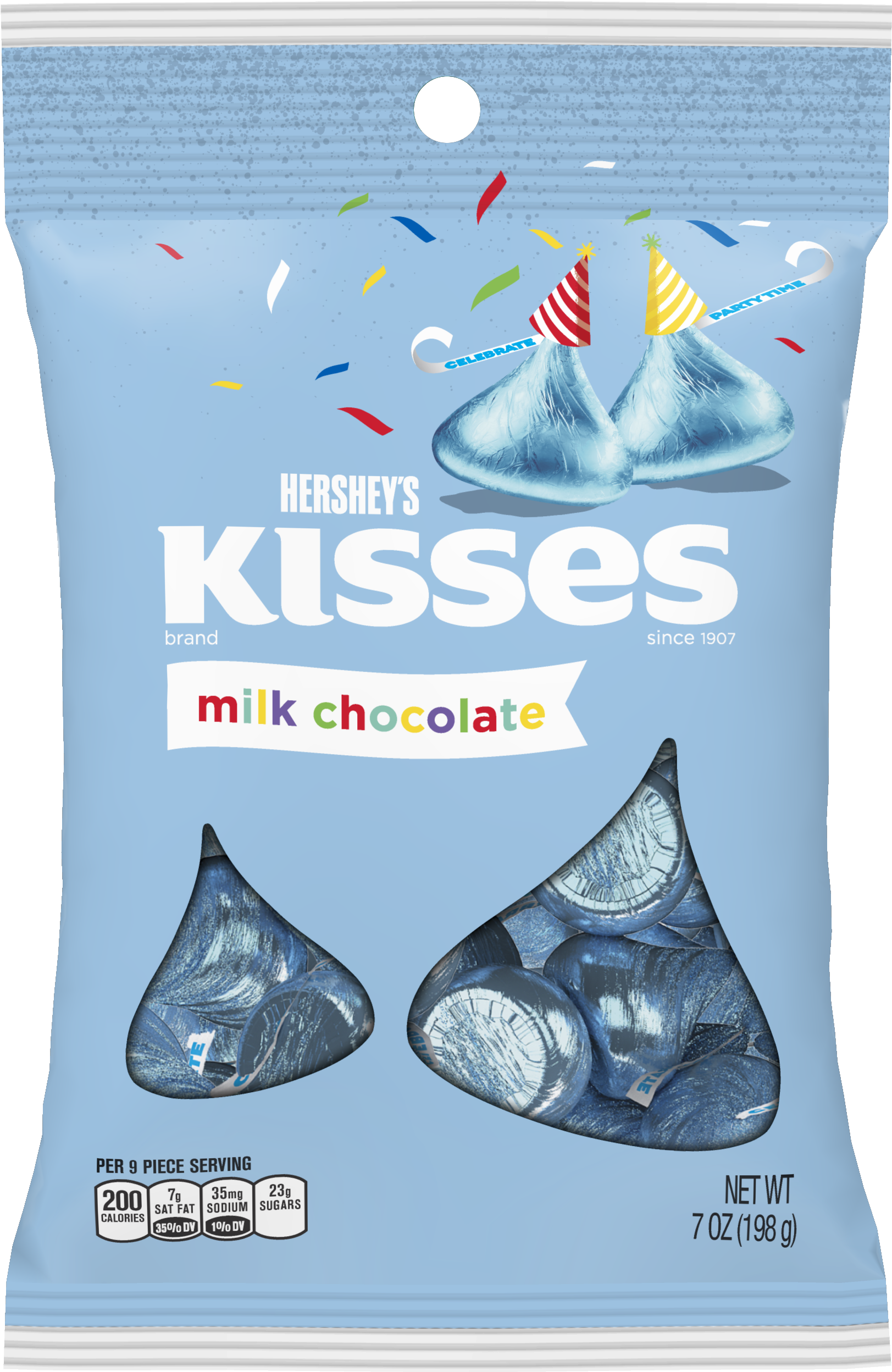 Hershey's Kisses Milk Chocolate Light Blue Birthday - Hershey Birthday Candy Peg Bag Clipart (1623x2496), Png Download