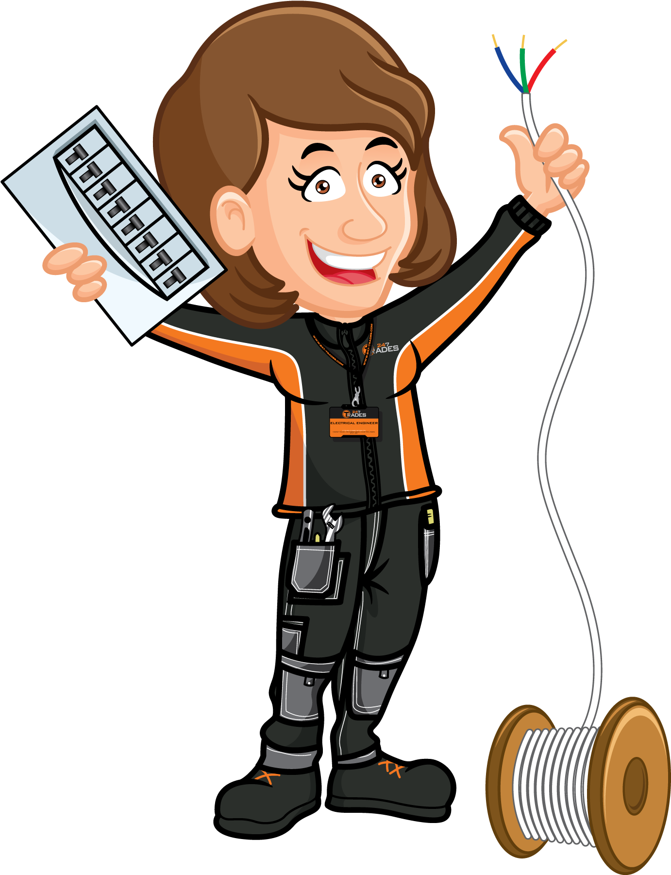 Electrician Clipart Female - Clip Art Electrical Engineer - Png Download (1870x1800), Png Download