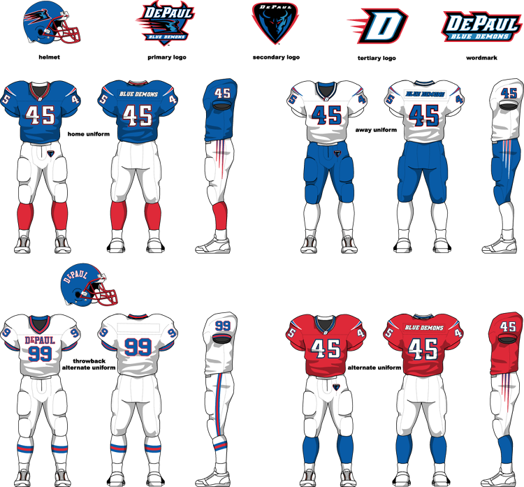 Depaulfootball1 - Cal State Fullerton Football Logo Clipart (750x697), Png Download