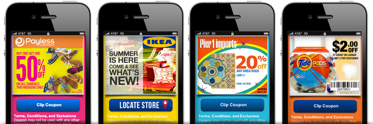 Mobile Coupons Screens In 4 Types Phones Half - Iphone 4 Clipart (1200x408), Png Download