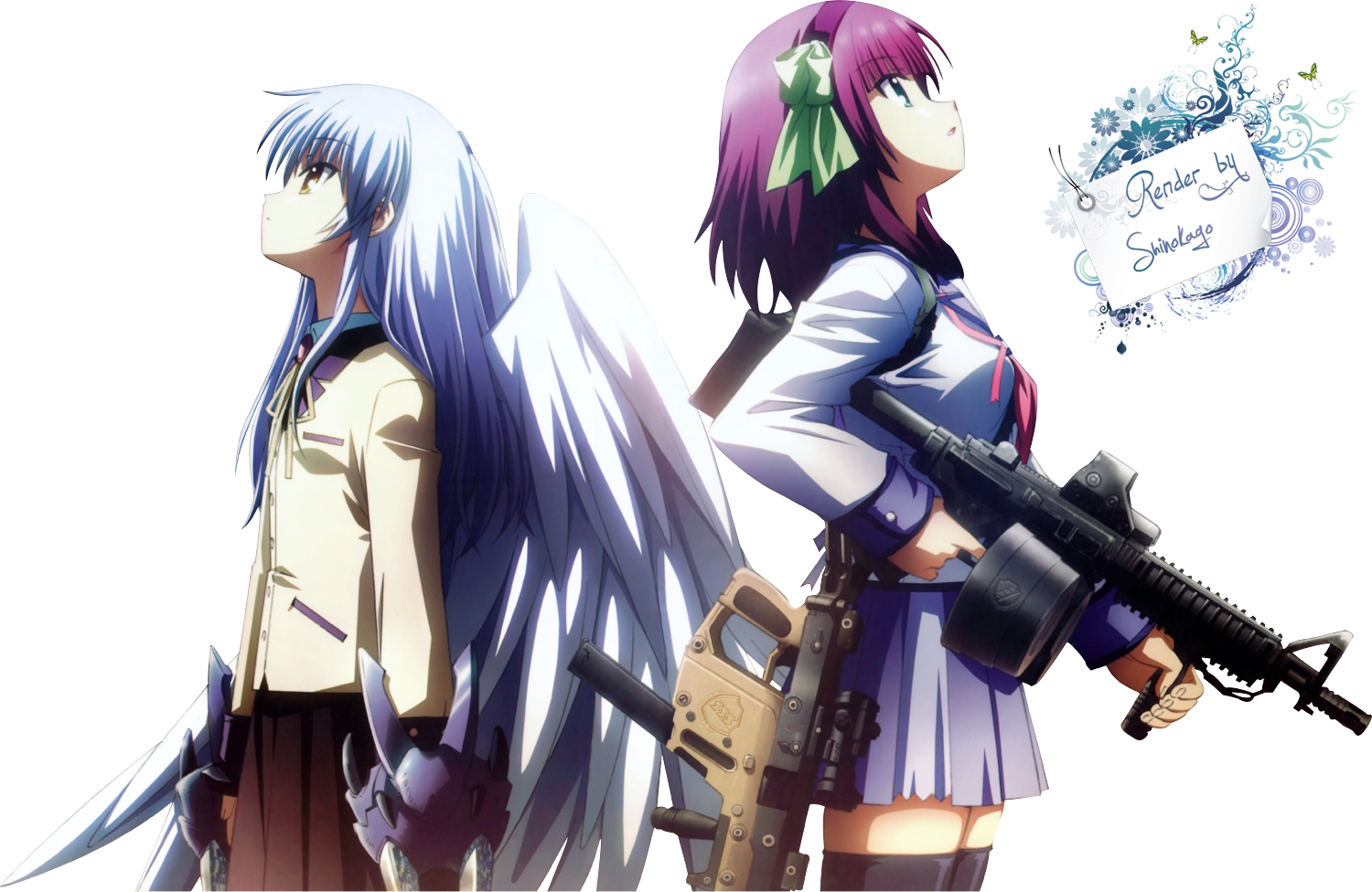 Angel Beats Anime No Sekai - Angel Beats Kanade And Yuri Clipart (1500x976), Png Download