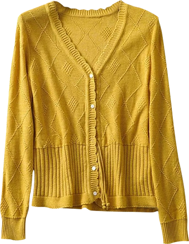 Vintage V Neck Diamond Shaped - Cardigan Clipart (619x800), Png Download