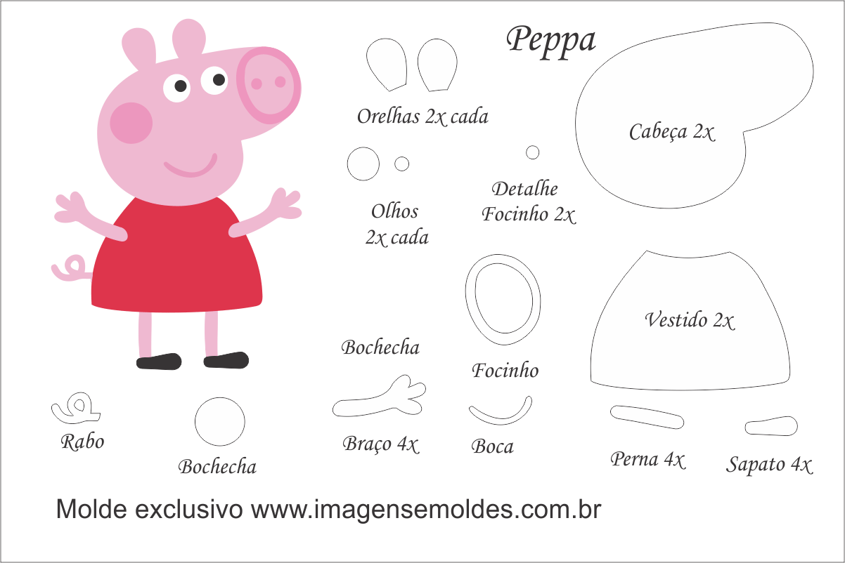 Moldes De Peppa Pig Clipart (1202x802), Png Download