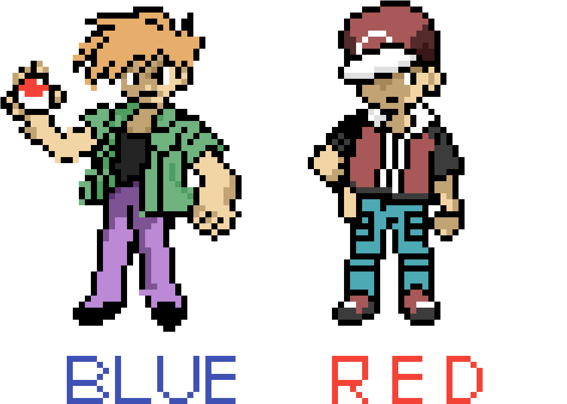 Pokemon Origins Trainers Red And Blue - Cartoon Clipart (1129x805), Png Download
