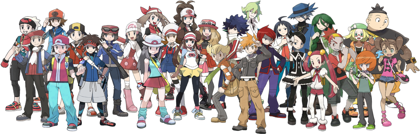 Gay Pokémon Alliance - All Of The Pokemon Trainers Clipart (1719x464), Png Download