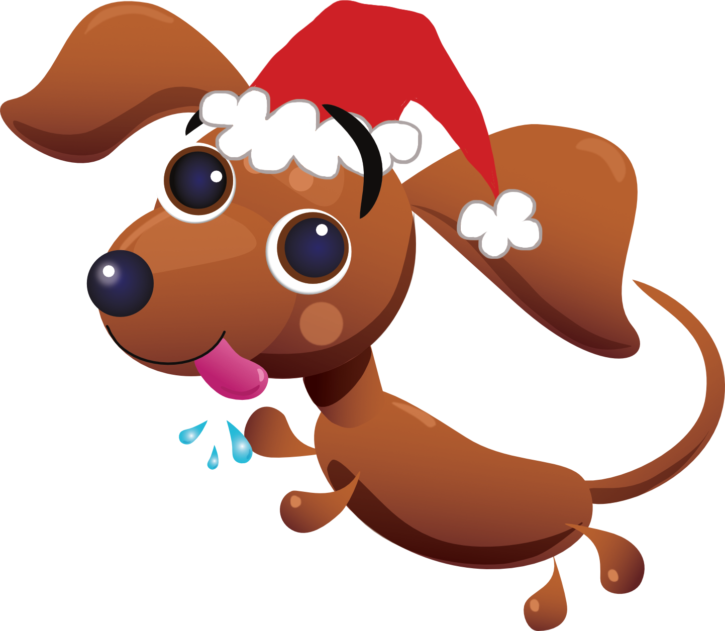 Cute Dachshund Christmas Cheer Cartoon - Cartoon Clipart (1443x1256), Png Download