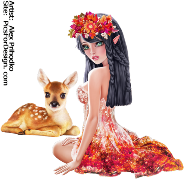 Autumn Fairy 17 - Deer Clipart (640x666), Png Download