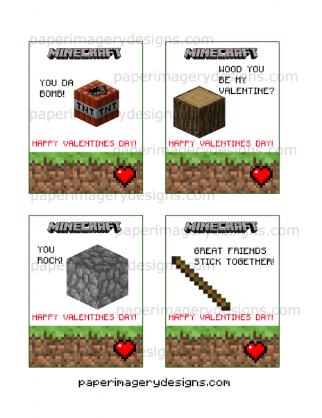 Minecraft Valentines Day Cards Clipart (600x600), Png Download