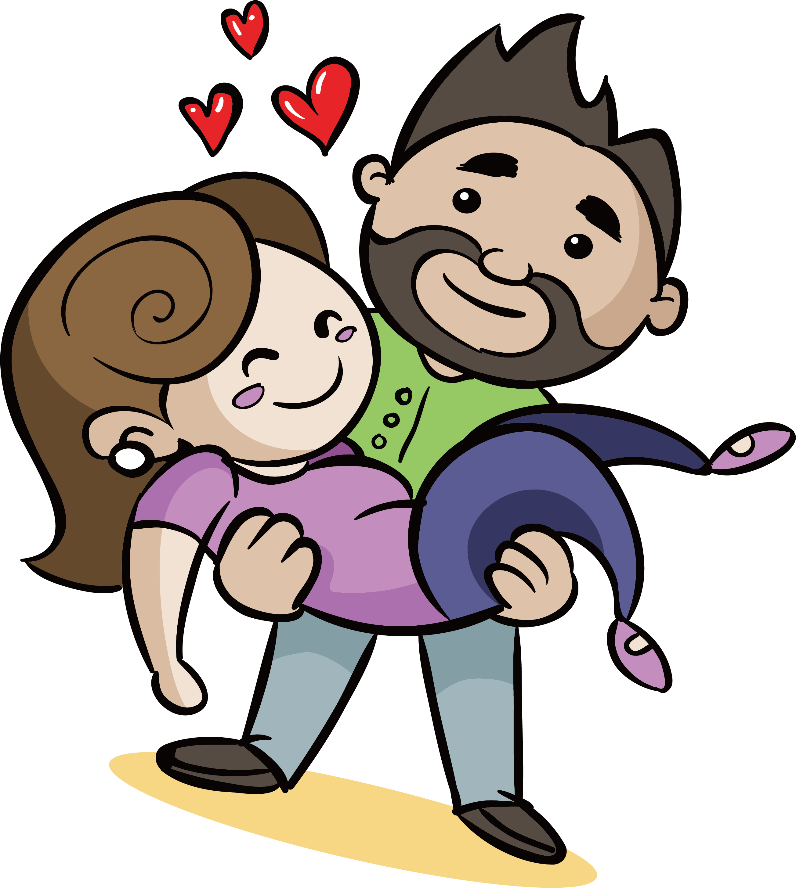 Couple Icon Png - Cartoon Couple On Bed Clipart (2608x2911), Png Download