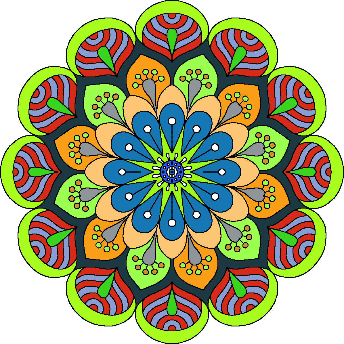 Vector Flower Design, Vector Flower, Art Flower, Red - Circle Clipart (1196x1196), Png Download