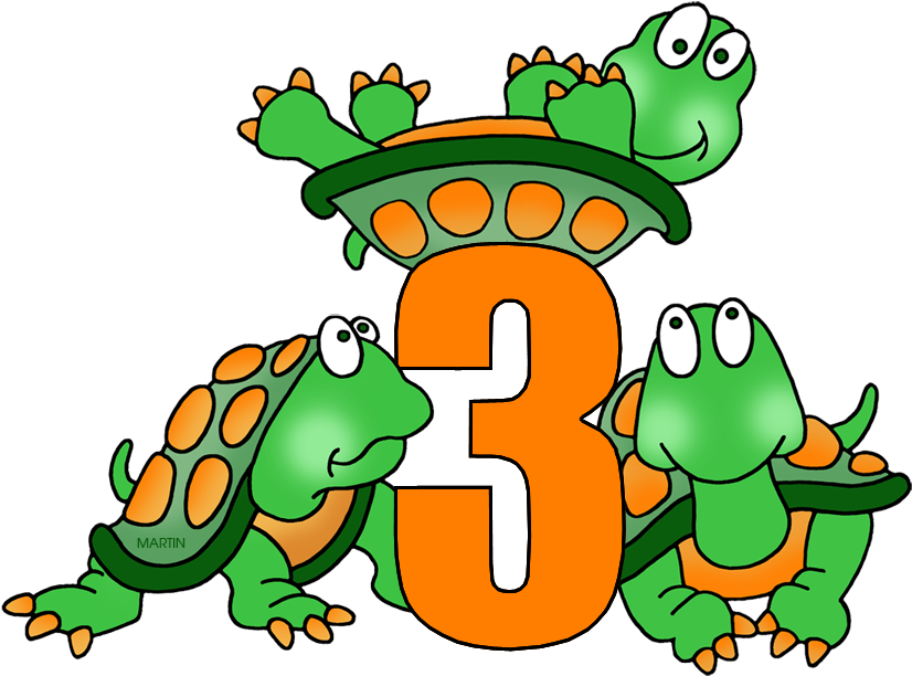 Tortoise Clipart Phillip Martin - Number 3 With Object - Png Download (852x648), Png Download