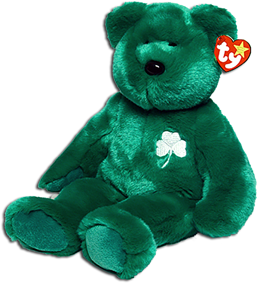 Ty Beanie Buddies Erin The Bear Teddy Bear Stuffed - Green Teddy Bear Png Clipart (913x1000), Png Download