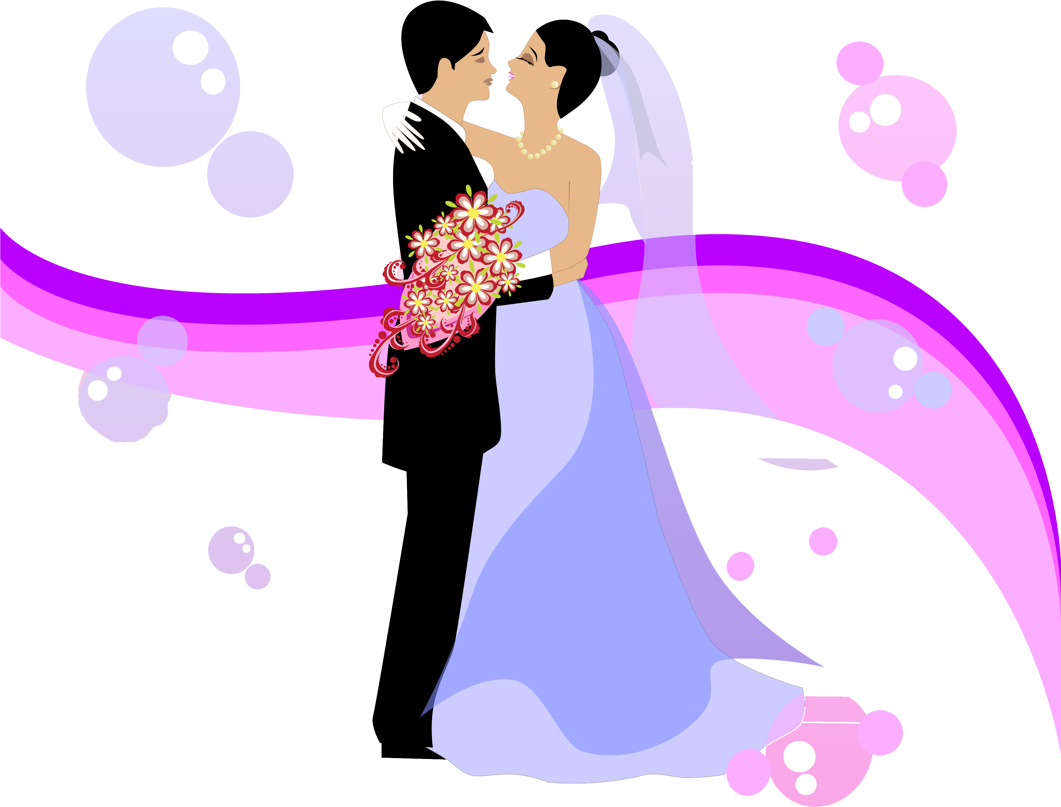 Wedding Invitation, Wedding, Bridegroom, Pink, Gown - Wedding Vector Clipart (3600x3000), Png Download