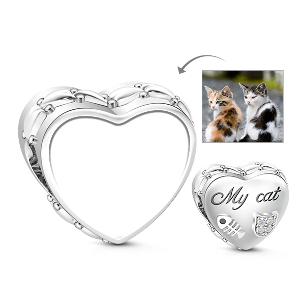 Gnoce "when Cat Fall In Love With Fish " Made Of 925 - Heart Clipart (600x600), Png Download