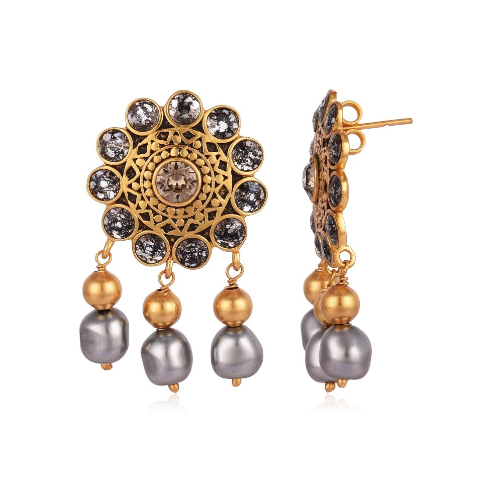 Ranas Of Kutch Flower Drop Earrings - Earrings Clipart (1500x1000), Png Download