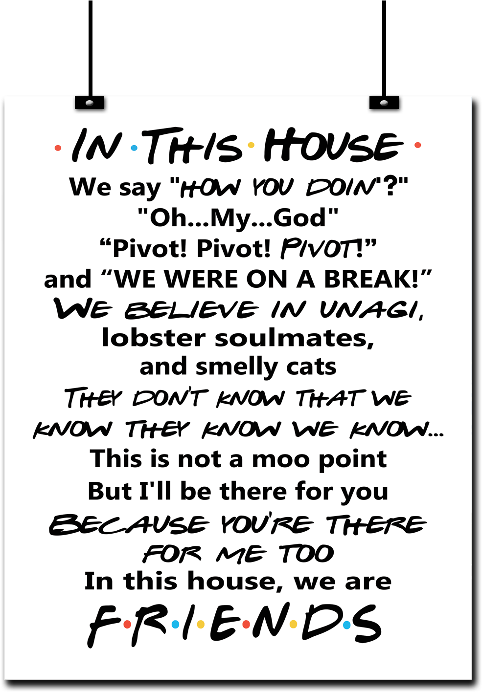 Friends Quotes Poster Friends Tv Show In This House - Friends Quotes Poster Uk Clipart (1500x1500), Png Download